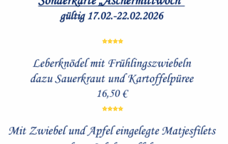 Leberknödel mit Frühlingszwiebeln dazu Sauerkraut und Kartoffelpüree, mit Zwiebel und Apfel eingelegte Matjesfilets dazu Salzkartoffeln