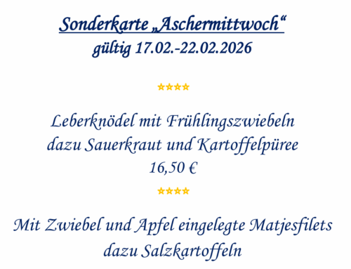 Sonderkarte „Aschermittwoch“