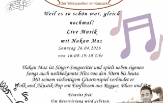 Live Musik mit Hakan Maz am 26.04.2026, Eintritt frei